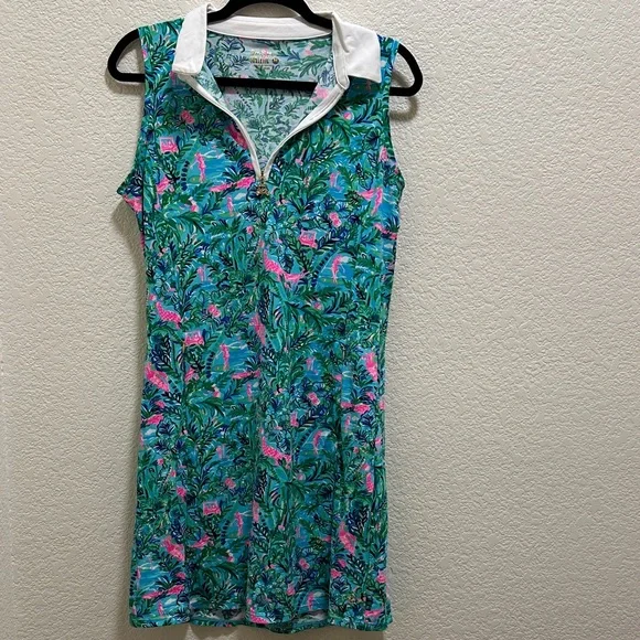 Lilly Pulitzer Green and Pink Tropical Dress - Picture 3 of 10